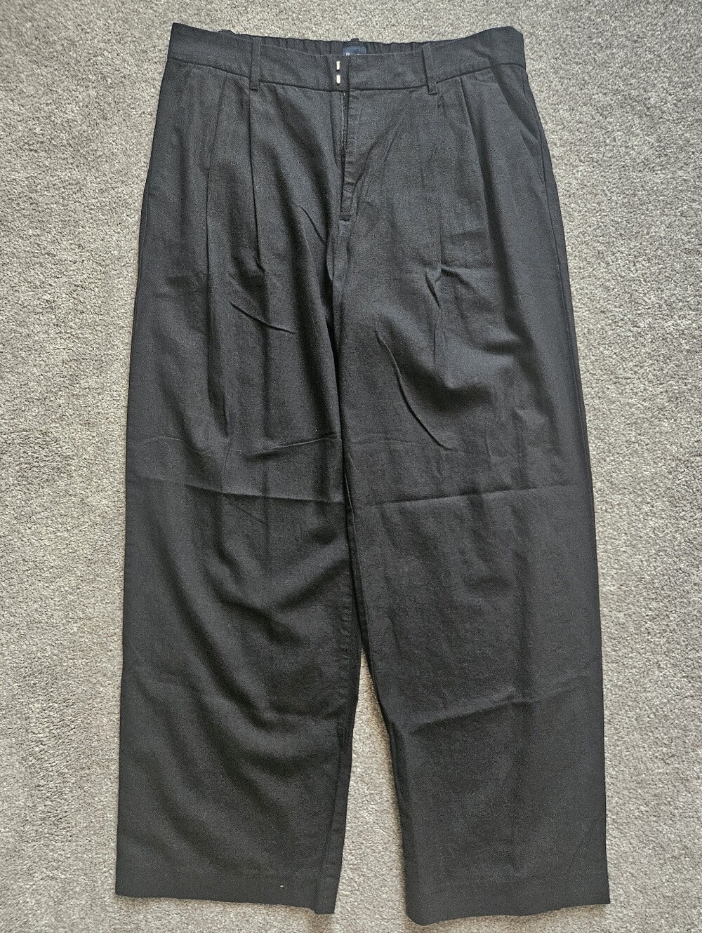 GAP Black High Rise Linen-Blend Trousers